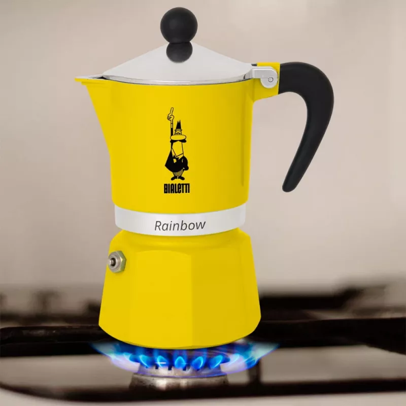 Cafetera moka Bialetti Rainbow Negro Amarillo
