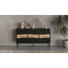 Cama Meble INSERTO 3D cómoda, 143,5x40x80 cm, negra, con LED