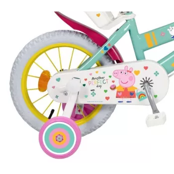 Bicicleta infantil Toimsa Peppa Pig ruedas de 14 pulgadas, verde, para aprox. 3–5 años, frenos de llanta delantero y trasero, neumáticos de aire