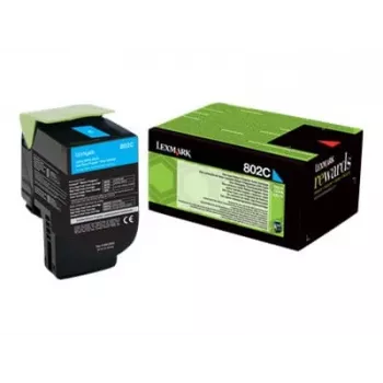 Cartucho de tóner Lexmark 802C 1 ud. original cian