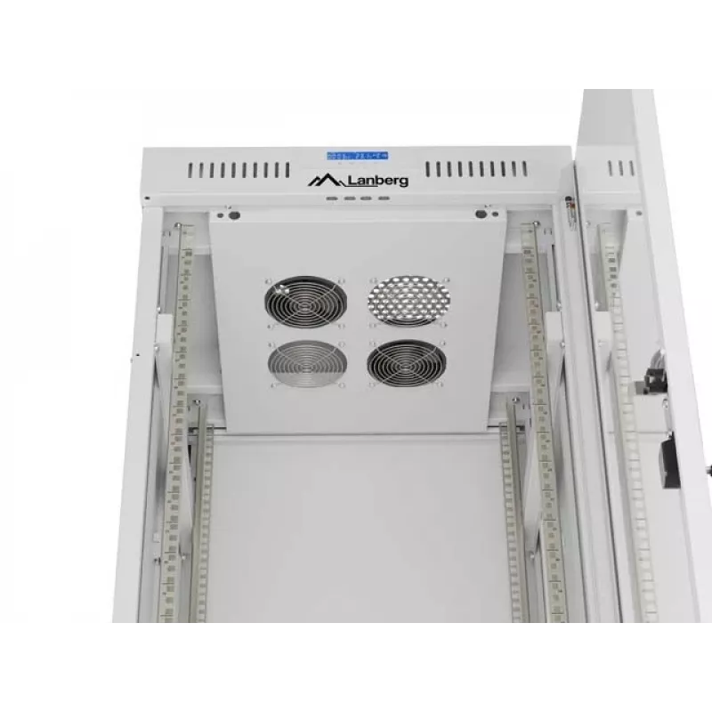 Armario rack de suelo LANBERG 19 pulgadas 32U 600×600 mm gris con puertas perforadas y LCD (flat pack)