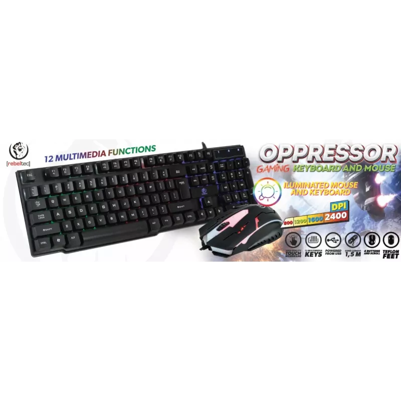 Conjunto de teclado y ratón con cable Rebeltec