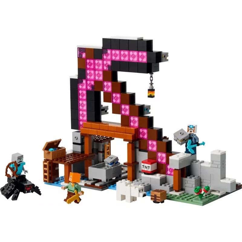 Juguete de construcción LEGO Minecraft The Pickaxe Mine Set 21277 – 530 piezas, 3 minifiguras, edad 8+