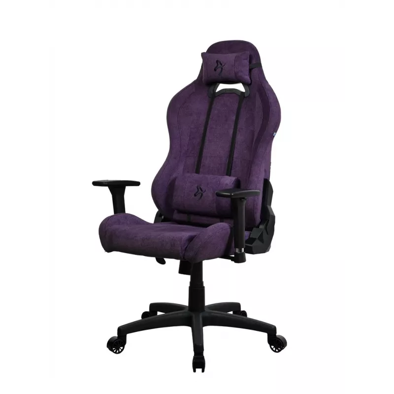 Silla gaming Arozzi Torretta SoftFabric Morado – diseño ergonómico, reposabrazos ajustables, respaldo reclinable