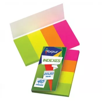 Forpus FO42026 notas índice 20x50 mm, colores surtidos, 4x40 hojas