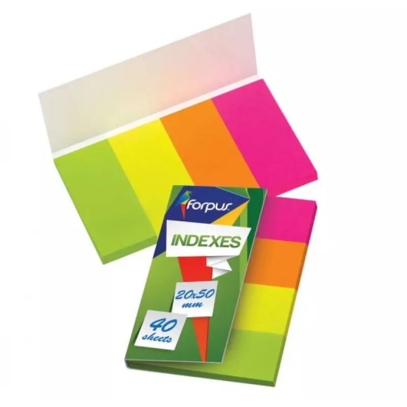 Forpus FO42026 notas índice 20x50 mm, colores surtidos, 4x40 hojas
