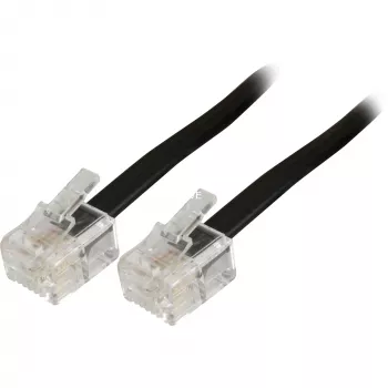 Wentronic Goobay Cable de conexión modular, negro, 10 m - conector macho RJ11/RJ14 (6P4C) a conector macho RJ11/RJ14 (6P4C) (50319)