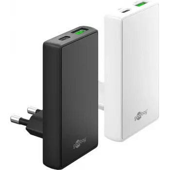 Goobay USB-C PD GaN Dual-Fast Charger 90° Flat 45 W blanco - 1x -Conector (75720)