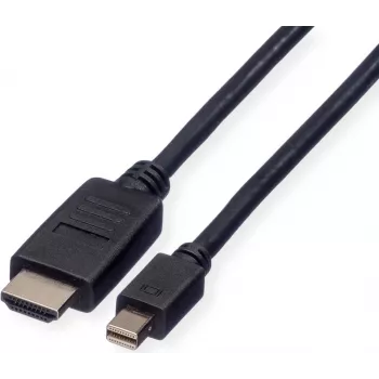 ROLINE Cable Mini DisplayPort, Mini DP-HDTV, ST/ST, negro, 1,5 m