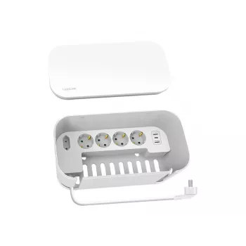 Regleta de enchufes LogiLink LPS281U 4 tomas de seguridad 2 USB-A 1 USB-C blanca