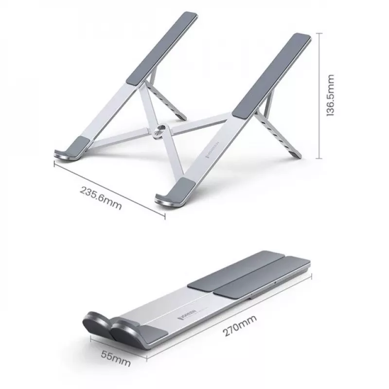Soporte para portátil UGREEN LP451 ajustable aleación de aluminio para portátiles de 8–17 pulgadas, 5 posiciones, plateado