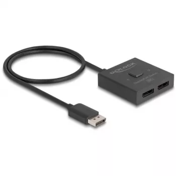 Delock - Distribuidor/conmutador de vídeo - 8K, bidireccional - 2 x DisplayPort - Sobremesa (18906)