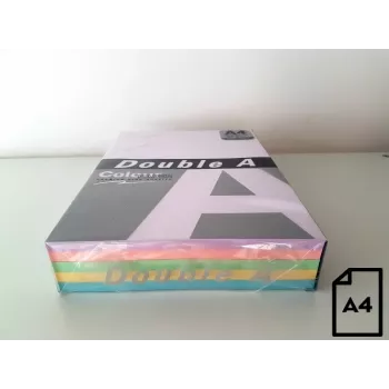 Papel de color Double A, 80 g/m², A4, 100 hojas, Rainbow 3, 5 colores