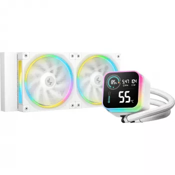 Refrigeración líquida para CPU DeepCool LQ240 White con radiador de aluminio de 240 mm, 2 ventiladores RGB de 120 mm, tubos de 41 cm