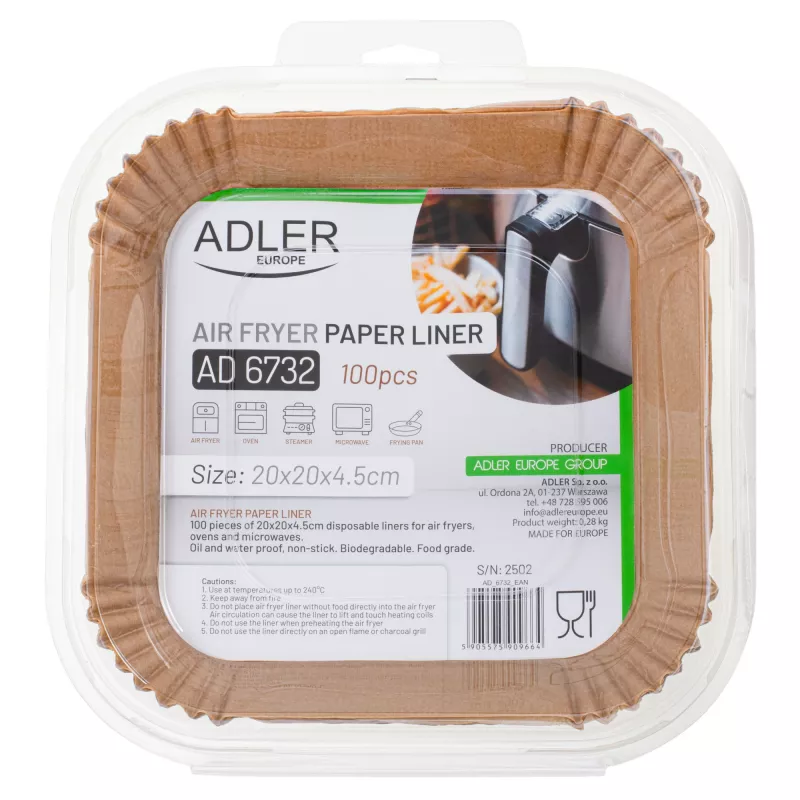 Bases de papel Adler AD 6732, 20 cm, 100 uds. — bases desechables para hornear y asar