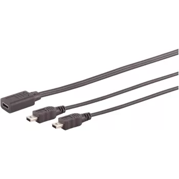 Cable USB S/CONN 13-20022 USB 2.0 0,3 m USB-C 2x Mini-USB-B negro