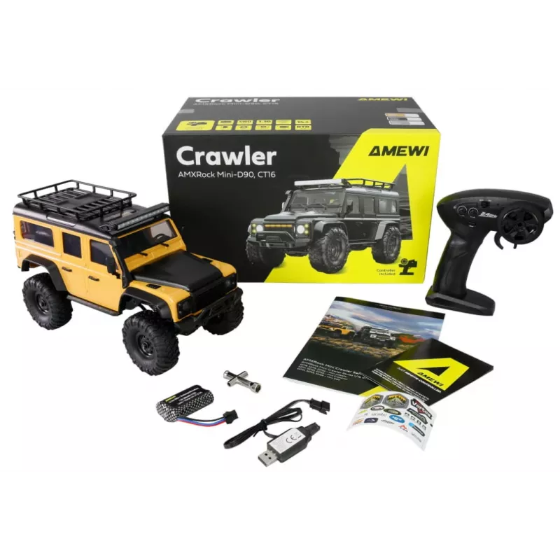 RC Crawler Amewi Mini-D90 4WD 1:16 RTR modelo todoterreno teledirigido, tracción a las cuatro ruedas, escala 1:16