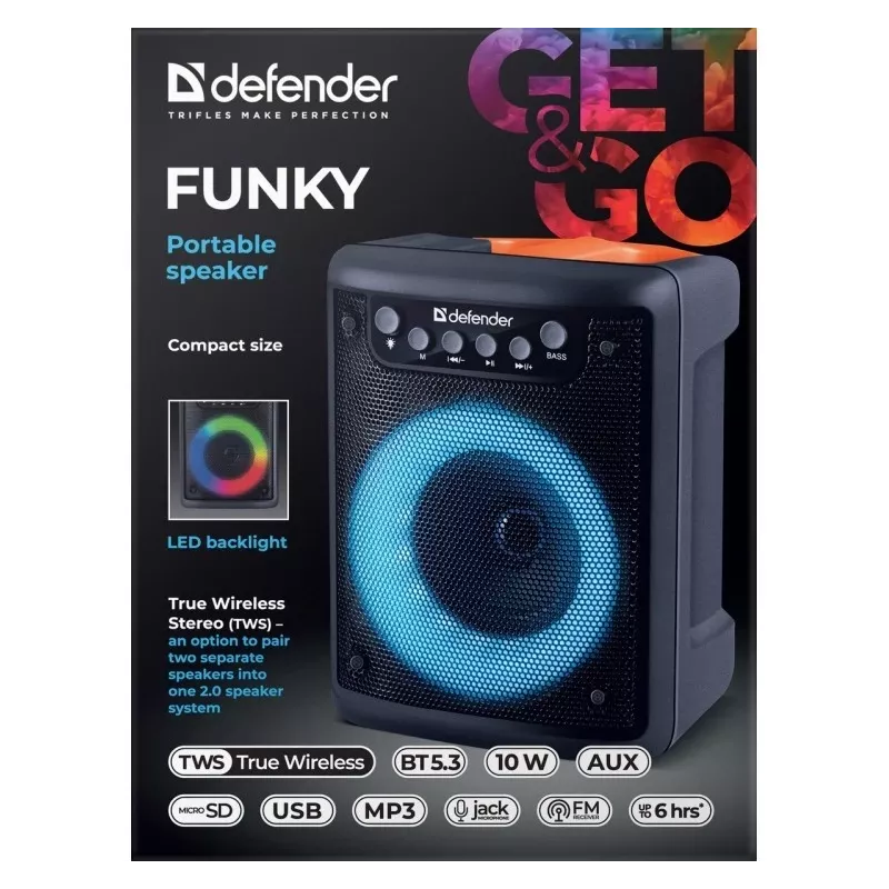 Altavoz Bluetooth FUNKY 10W, 65053, DEFENDER