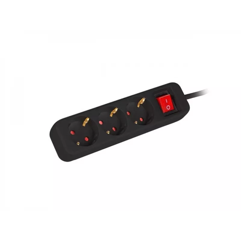 Alargador de corriente Lanberg PS1-03F-0150-BK 1,5 m 3 enchufes con toma de tierra para interiores Negro