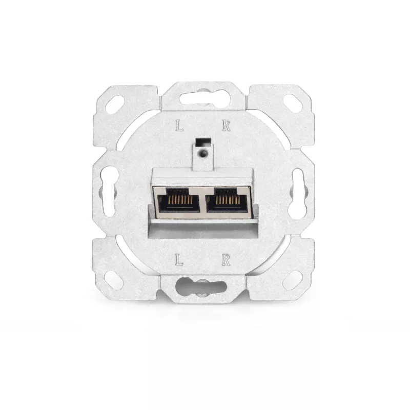 Toma de datos CAT.6A, superficie, apantallada, 2x RJ-45 LSA (blanco, 5 unidades, clase E)