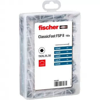 Tornillos huecos autoperforantes FISCHER ClassicFast SK TG TX 4,0–6,0, 110 uds.