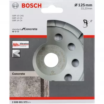 Disco de copa de diamante Bosch 2608601573 125 mm de diámetro, 22,23 mm de taladro para hormigón