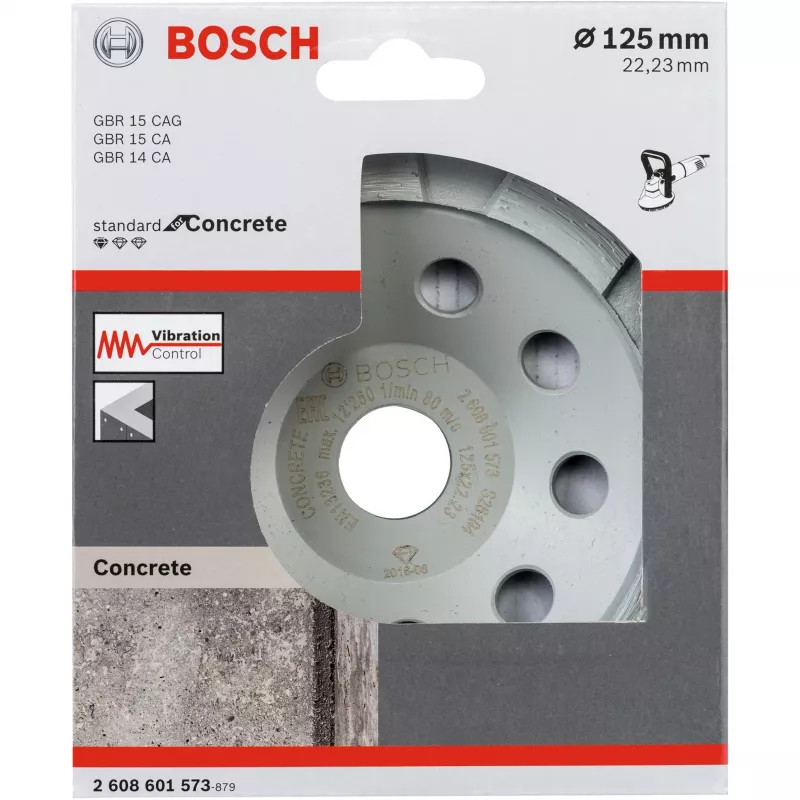 Disco de copa de diamante Bosch 2608601573 125 mm de diámetro, 22,23 mm de taladro para hormigón