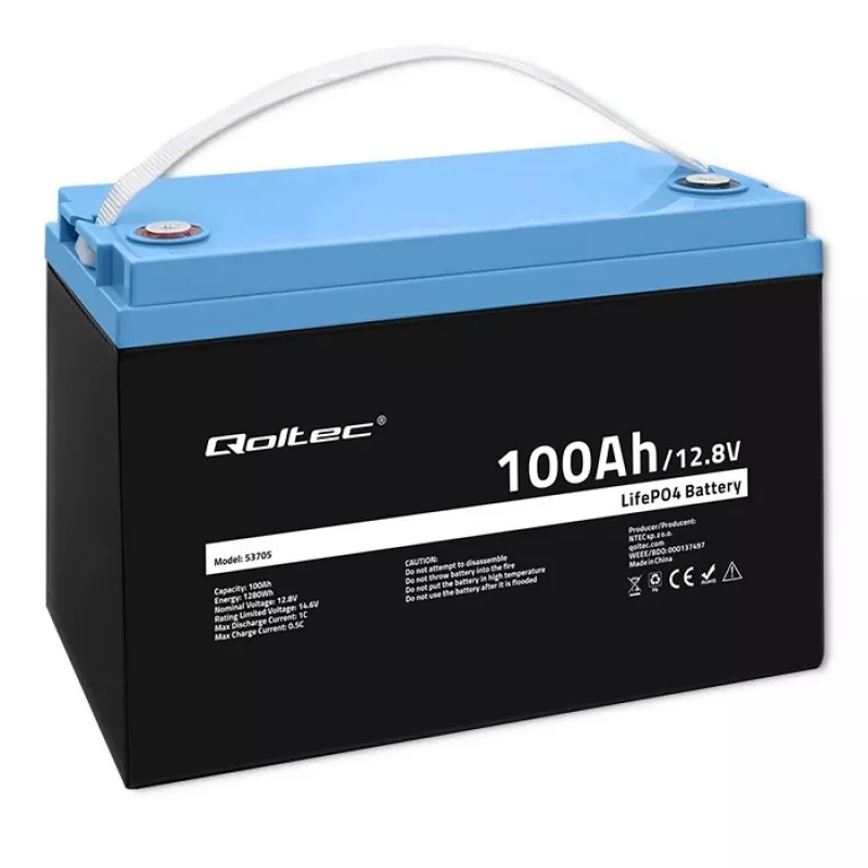 Batería de litio-fosfato de hierro Qoltec 53705 100 Ah 12,8 V