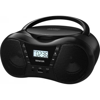 Radio CD SENCOR SPT2300BK — reproductor de CD, MP3, USB, Bluetooth 5.1, FM, AUX, 4 W, a pilas/red eléctrica