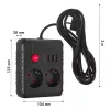 Regleta Maclean MCE388 B, 2 tomas, 3x USB, 110-240 V, 2500 W, 3 m, negra