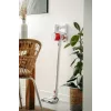 Aspirador de escoba con batería Adler AD 7051 — 300 W máx, batería de 22,2 V, 0,6 L sin bolsa, tubo de acero inoxidable, EPA F8, luz LED, blanco/rojo