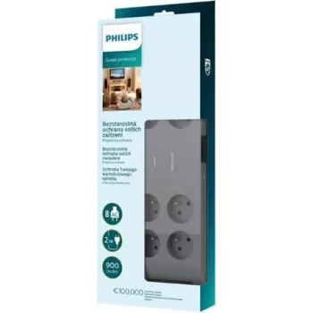 Protector contra sobretensiones Philips SPN3180A/60 — 8 tomas, cable de 2,0 m