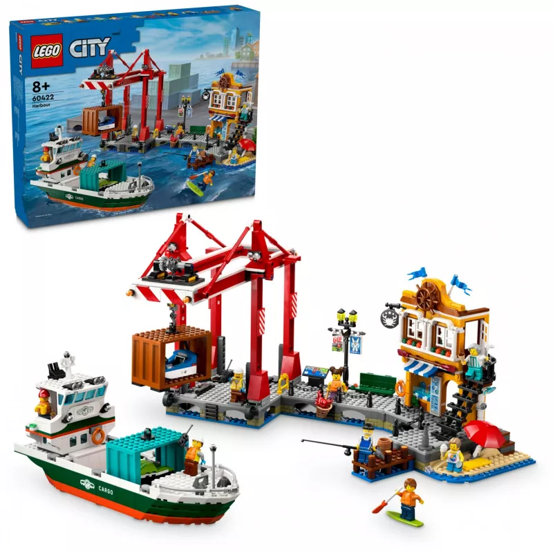 LEGO CITY 60422 Puerto costero con buque de carga