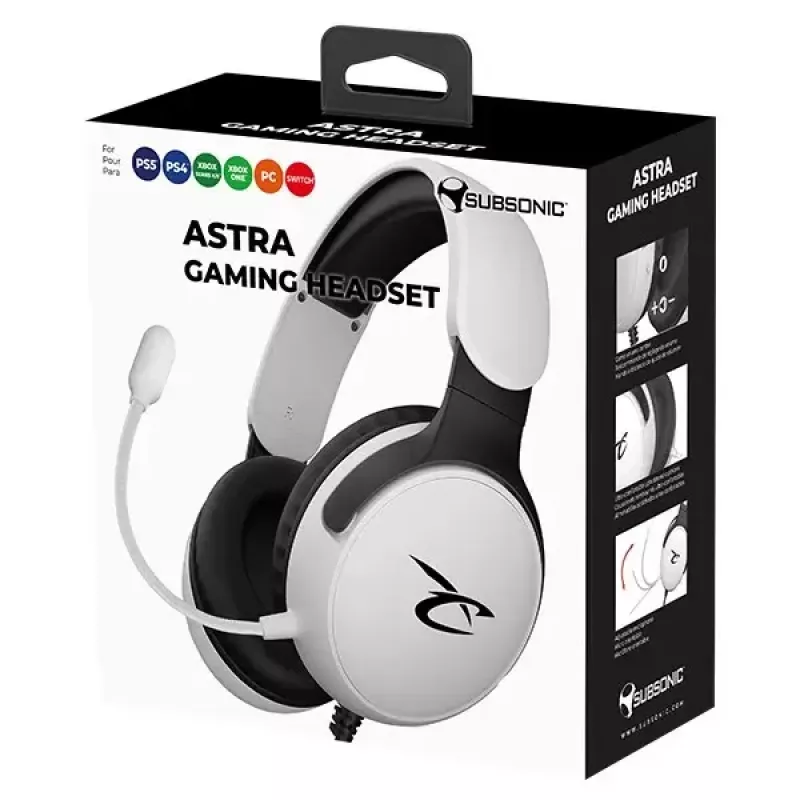 Auriculares Subsonic Astra auriculares gaming blanco/negro SA5683-1