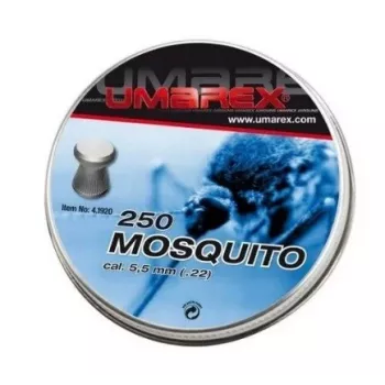 Diábolos UMAREX Mosquito 5,5 mm cabeza plana, 250 uds., acero inoxidable, aptos para carabinas con rosca de cañón