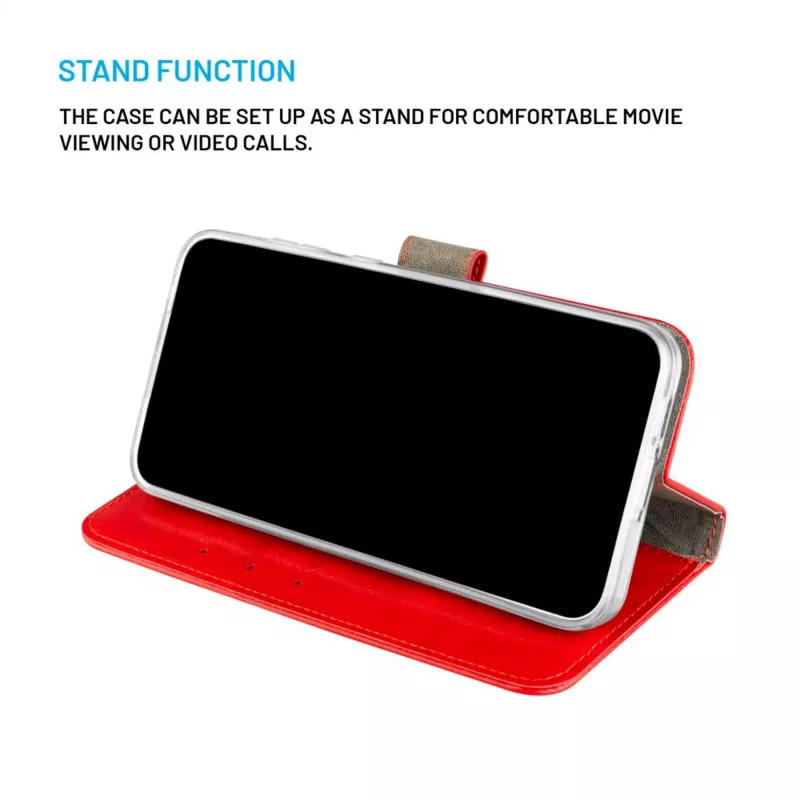 Funda de piel tipo libro FIXED para Samsung Galaxy A36 5G – rojo, protección frontal y trasera, aberturas precisas
