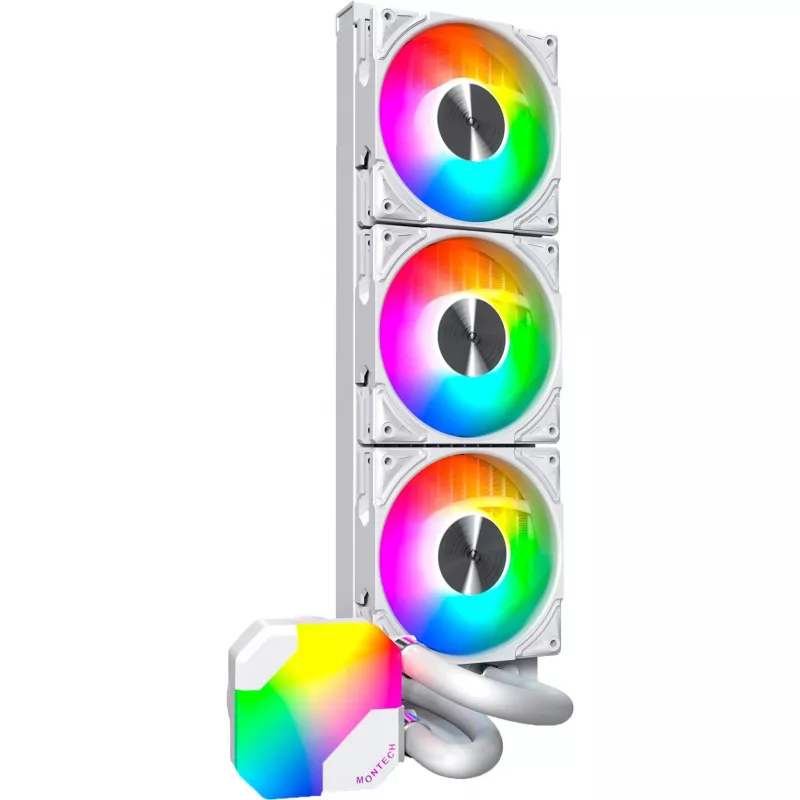 Radiador Montech HyperFlow ARGB 360 White 360mm — radiador de refrigeración líquida para PC de 360mm