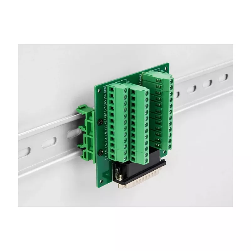 DeLOCK D-Sub HD de 44 pines conector hembra a regleta de bornes para carril DIN 84 mm x 86 mm x 30 mm
