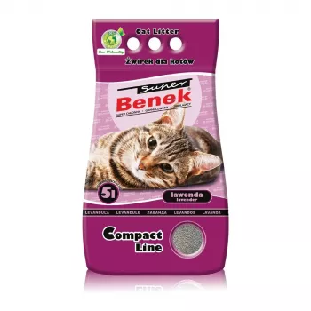 Arena aglomerante Super Benek Certech Super Benek Compact Lavanda 5 L — bentonita, de rápida absorción, no adherente