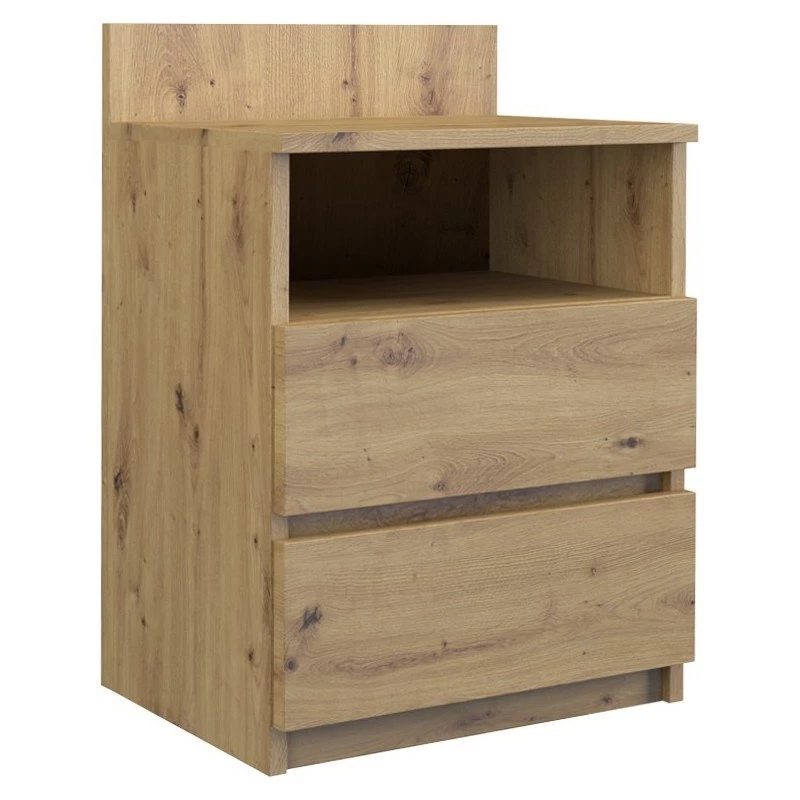 Mesita de noche top e shop M1 ARTISAN, acabado roble, 2 cajones, 400×320×590 mm