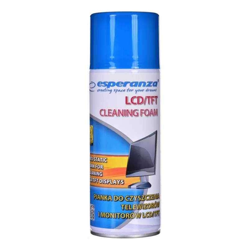 Espuma limpiadora de equipos ESPERANZA ES119 — 400 ml para pantallas LCD/TFT/Plasma, Multicolor
