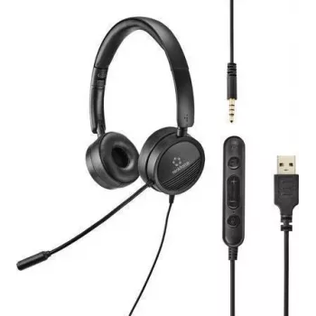 Headset para PC Renkforce RF-HS-360 USB estéreo on ear negro (RF-4737358)