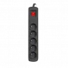 Regleta de enchufes ARMAC R5 — 5 tomas, cable de 5 m, negra