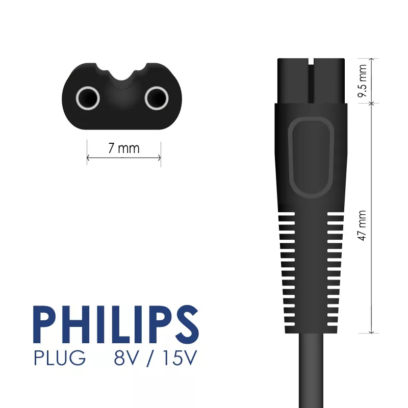 Akyga AK-PD-16 Fuente de alimentación para Philips AquaTouch / Bodygroom, 8 V, 100 mA, 0,8 W, 1,2 m