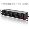 PDU de aluminio Qoltec para RACK de 10'' | 1U | 16A | 4xFRENCH | 1,8m
