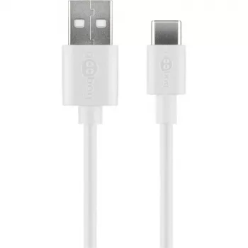 Wentronic 59130 Cable USB de 2 m USB A a USB C conector macho conector macho blanco (59130)