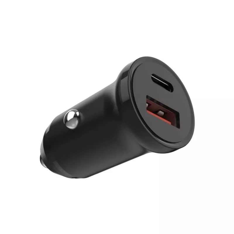 Cargador de coche FIXED FIXCC20N-CU-BK — conectores USB-C y USB-A, potencia de salida 20 W, adaptador de coche compacto