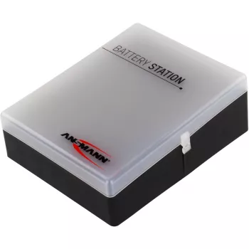 Caja de pilas Ansmann 48 para 24x AA, 16x AAA y 4x 9V, negro/transparente
