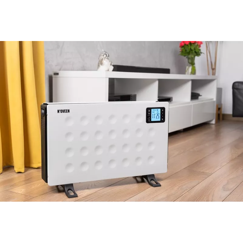 Convector eléctrico NOVEEN CH8000 — 2000 W, 3 niveles de potencia, temporizador, mando a distancia, blanco