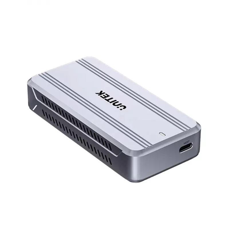Carcasa para SSD Unitek S1242AGY01-EU USB4 40 Gbit/s, M.2 NVMe, hasta 8 TB, aluminio/plástico, refrigeración activa